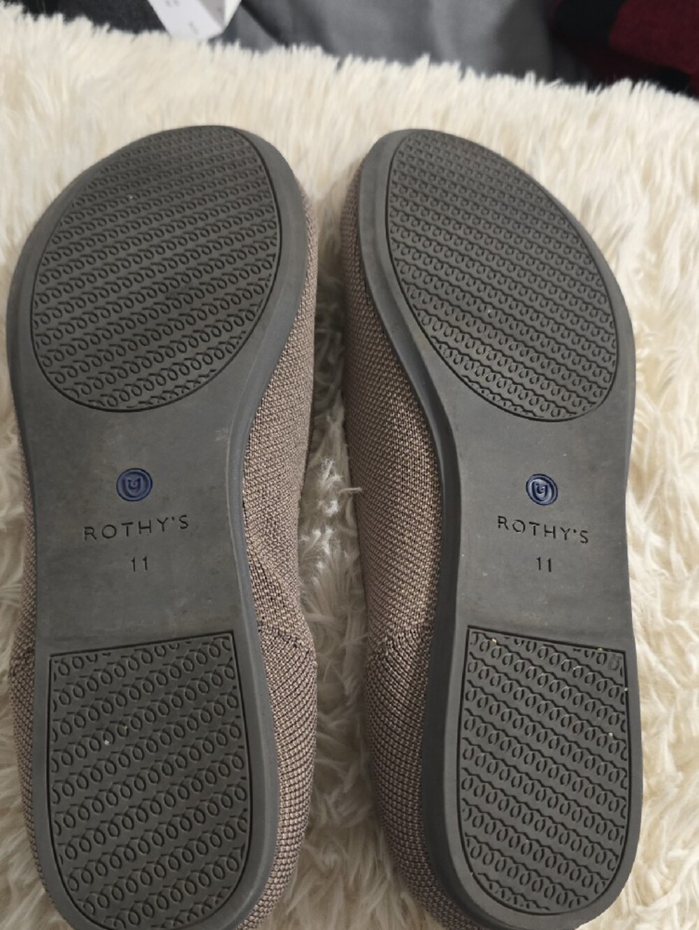 Rothy's Gray Slip-On Flats with Blue Trim - Picture 2 of 4